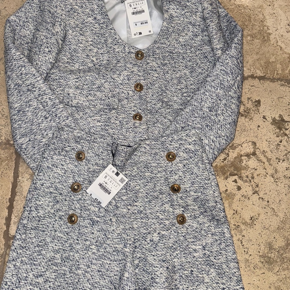 Zara Textured Blue & White Short Set